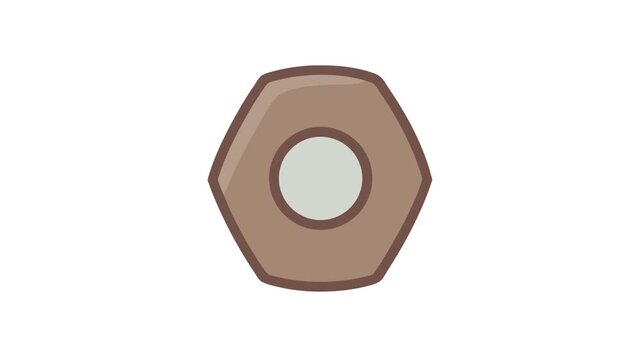 Cartoon Illustration of a Metal Nut on White Background