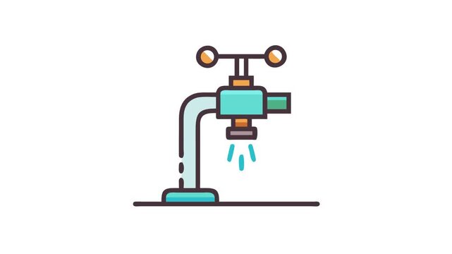 Stylized Illustration of Water Flow Meter on White Background