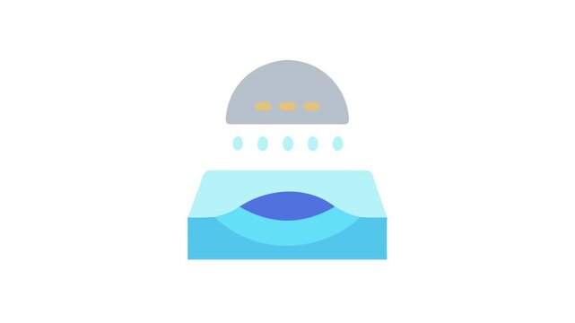 Stylized UFO above water surface in flat vector illustration