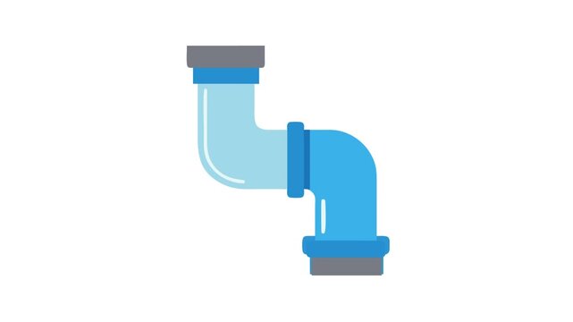Blue pipeline element icon with gray joints on White