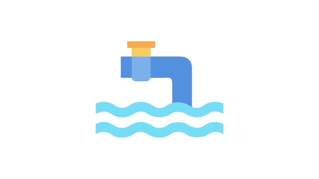 Stylized water faucet illustration with waving water graphic design