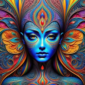 Blue hued woman