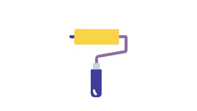 Simple paint roller with yellow roller, blue handle vector