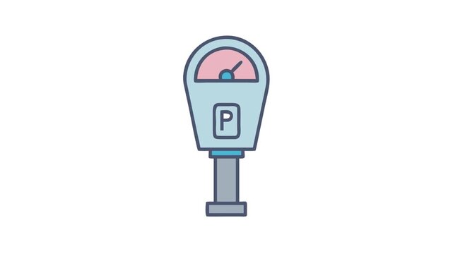 Cartoon parking meter illustration on isolated White Background