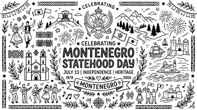 Montenegro Statehood Day Doodle Art
