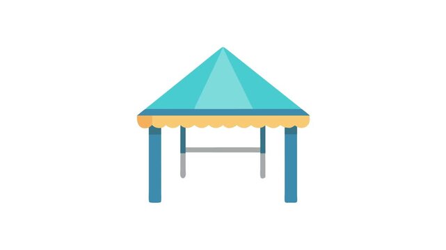 Blue and Yellow Flat Design Tent Against White Background