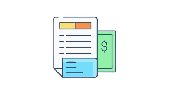 Invoice payment or document next to money icon design