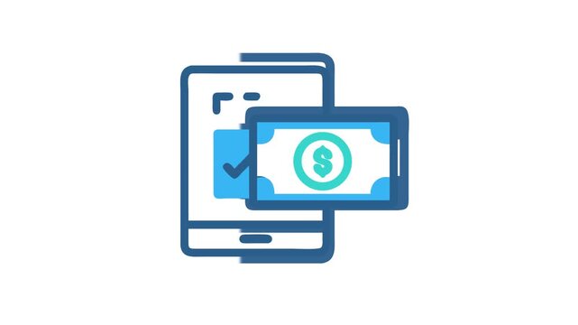 Mobile payment with check mark, flat style stock image