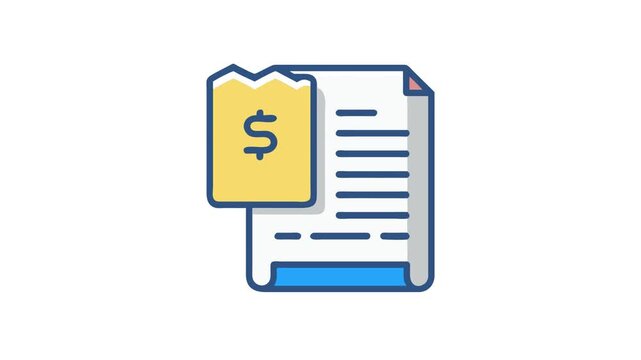 Financial document with dollar sign receipt, accounting illustration