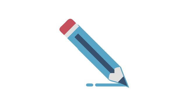 Isolated blue pencil writing on White Background minimalist design