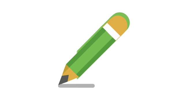 Flat design green pencil drawing a gray line art
