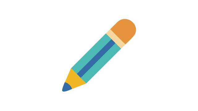 Isolated illustration of a blue and yellow wooden pencil