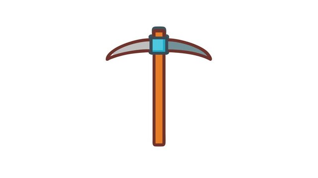 Single isolated pickaxe icon in flat vector style