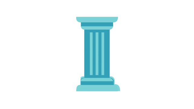 Classic blue column stands against a stark White Background