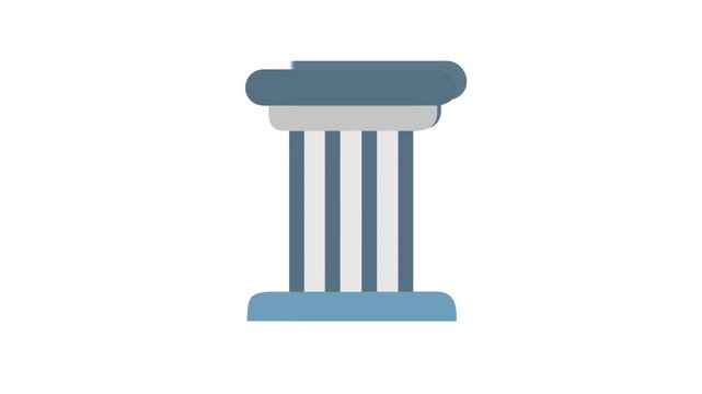 Stylized blue pillar icon against White Background, design graphic