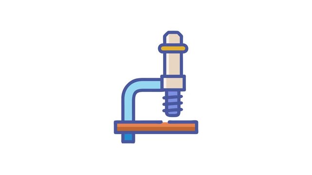 Stylized flat icon of a microscope on White Background