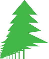 Obraz premium Green Pine Silhouette: An array of emerald green pine trees, their forms elegantly silhouetted against a plain background, creating a minimalist and serene representation of the outdoors.