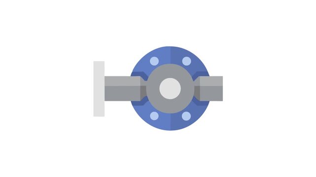 Flat industrial water pipe valve illustration on White Background