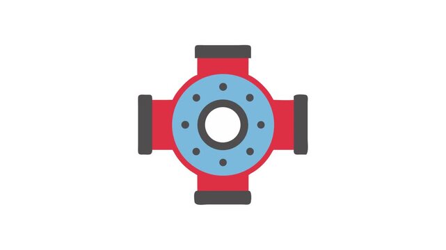 Red and blue pipe fitting illustration on White Background