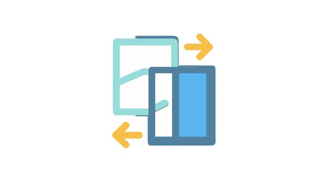 Sliding window icon with directional arrows on White Background