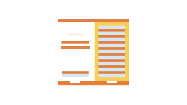 Flat illustration of a closed window with orange blinds