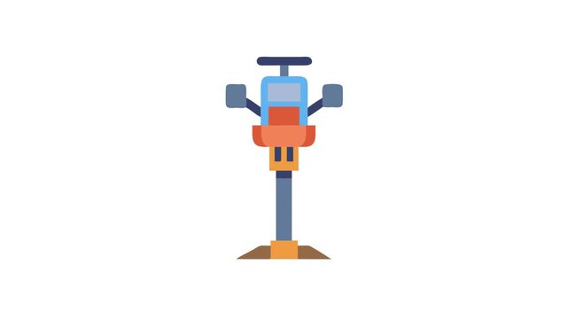Cartoon-style rammer compactor for construction and industrial concepts