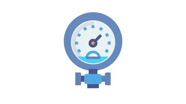 Stylized pressure gauge graphic element with water indicator