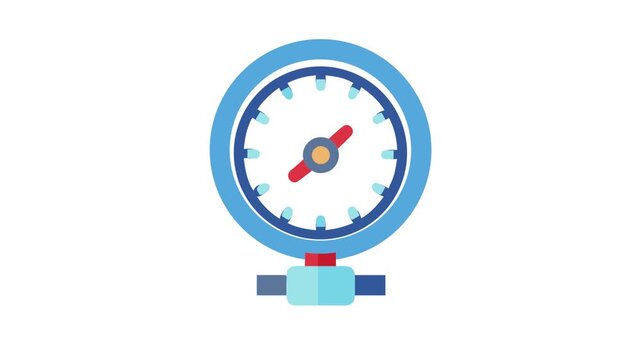 Blue pressure gauge flat vector illustration on White Background