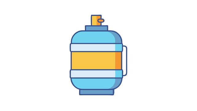 Water container illustration in blue, yellow, and white