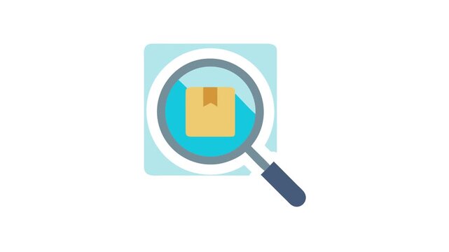 Parcel under inspection depicted with magnifying glass icon