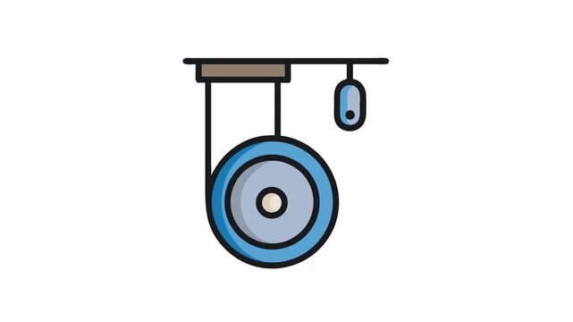 Iconic illustration of a pulley system, simplified and modern