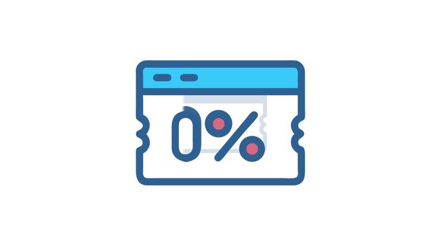 Zero Percent Discount Coupon Graphic with Blue and Coral Accents