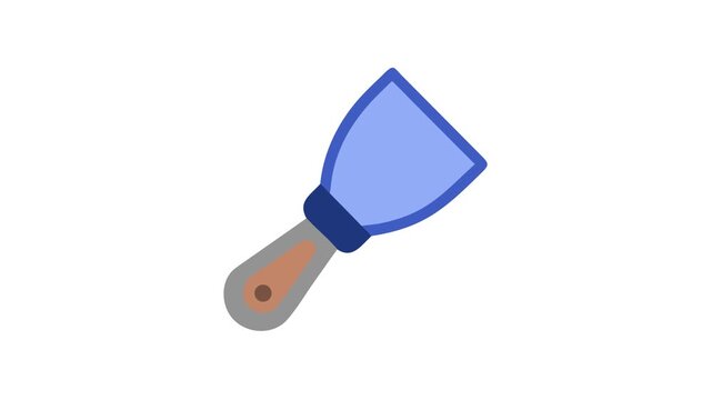 Blue putty knife tool illustration on a White Background