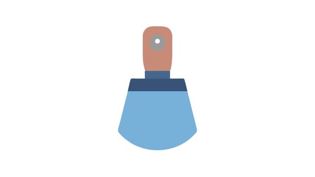 Minimalist illustration of putty knife on White Background