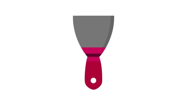 Flat illustration of red putty knife isolated on White