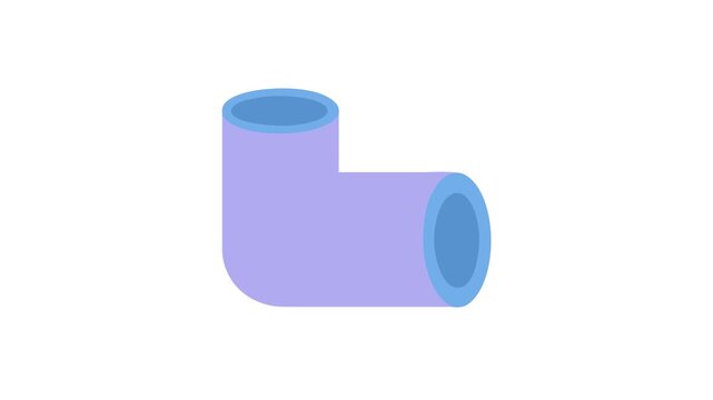 Blue and purple L-shaped plumbing pipe on a White Background