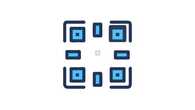 Stylized blue QR code vector design on White Background