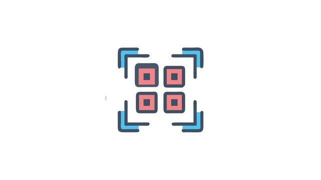Stylish square icon representing data matrix or QR code