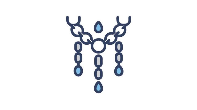 Stylish chain necklace with precious water droplet gems design