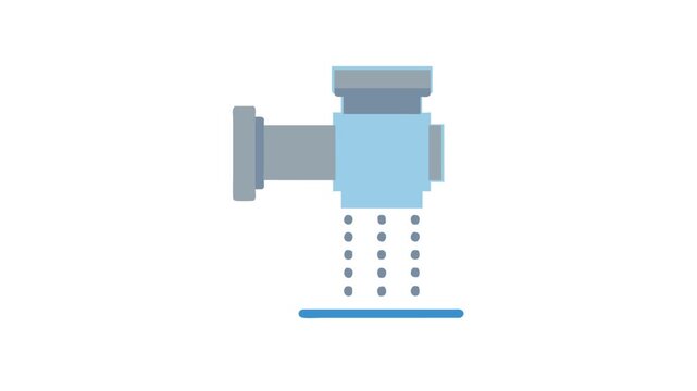 Stylized illustration of shower head emitting droplets of water