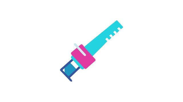 Stylized illustration of syringe with pink and blue colors
