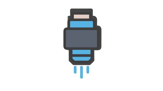 Stylized fuel injector on White Background with blue spray