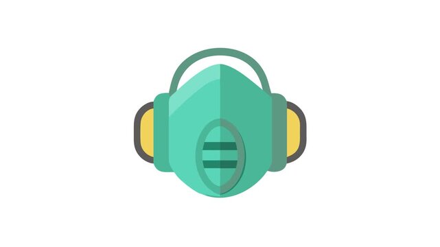 Flat vector illustration of teal respirator mask on White Background