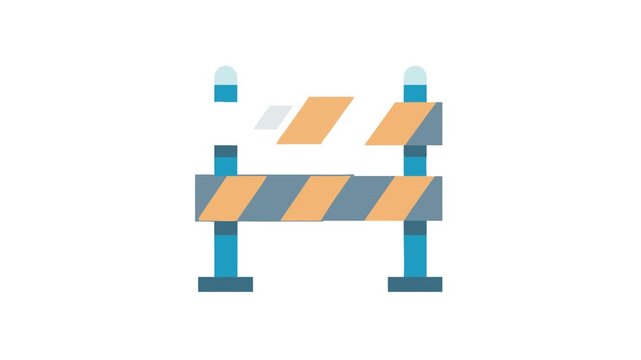 Minimalist flat vector illustration of road barrier sign