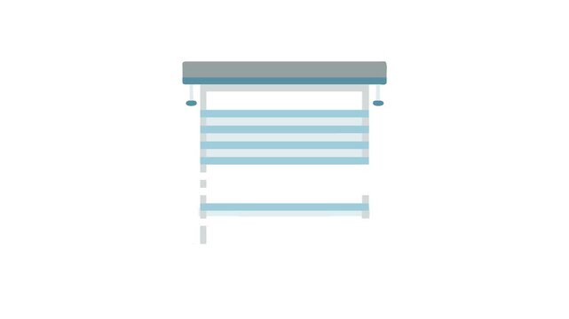 Roller blind with blue stripes on a White Background