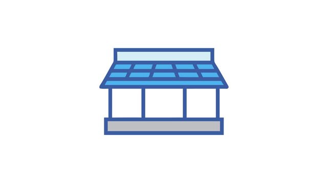 Flat vector illustration of a blue building facade design