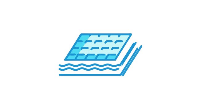 Illustration of layered material in blue on White Background