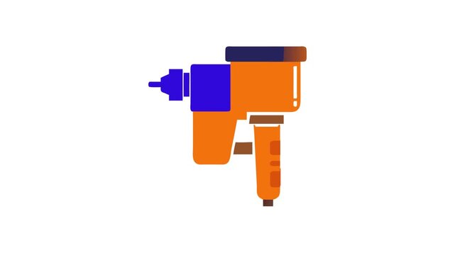 Flat vector illustration of an orange and blue nail gun