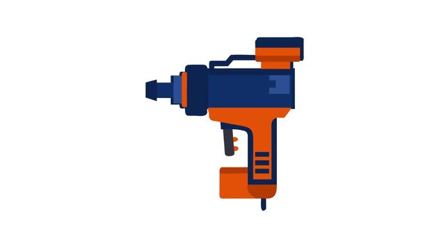 Flat vector icon of a nail gun on White Background