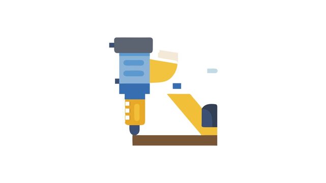 Flat design illustration of staple gun on wood plank